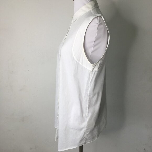 Helmut Lang Women's White 100% Cotton Sleeveless Button Down Shirt Size Medium - Picture 8 of 16